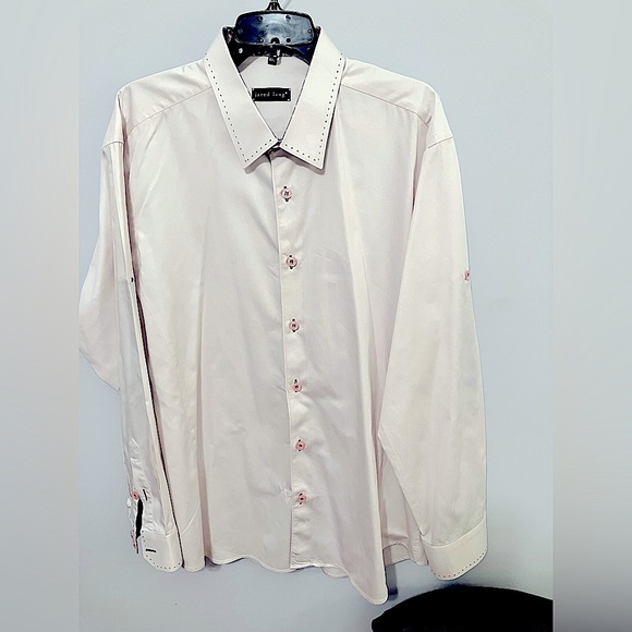 Jared Lang Collection LS button-down shirt pink navy paisley detailing XXL - Picture 2 of 15